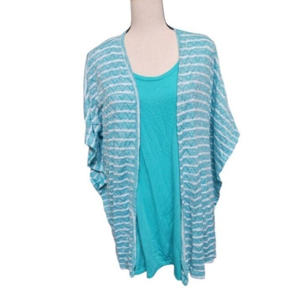 Time and Tru 2 Piece Top Set Size XL Aqua Kimono Cover w/Attached Tank